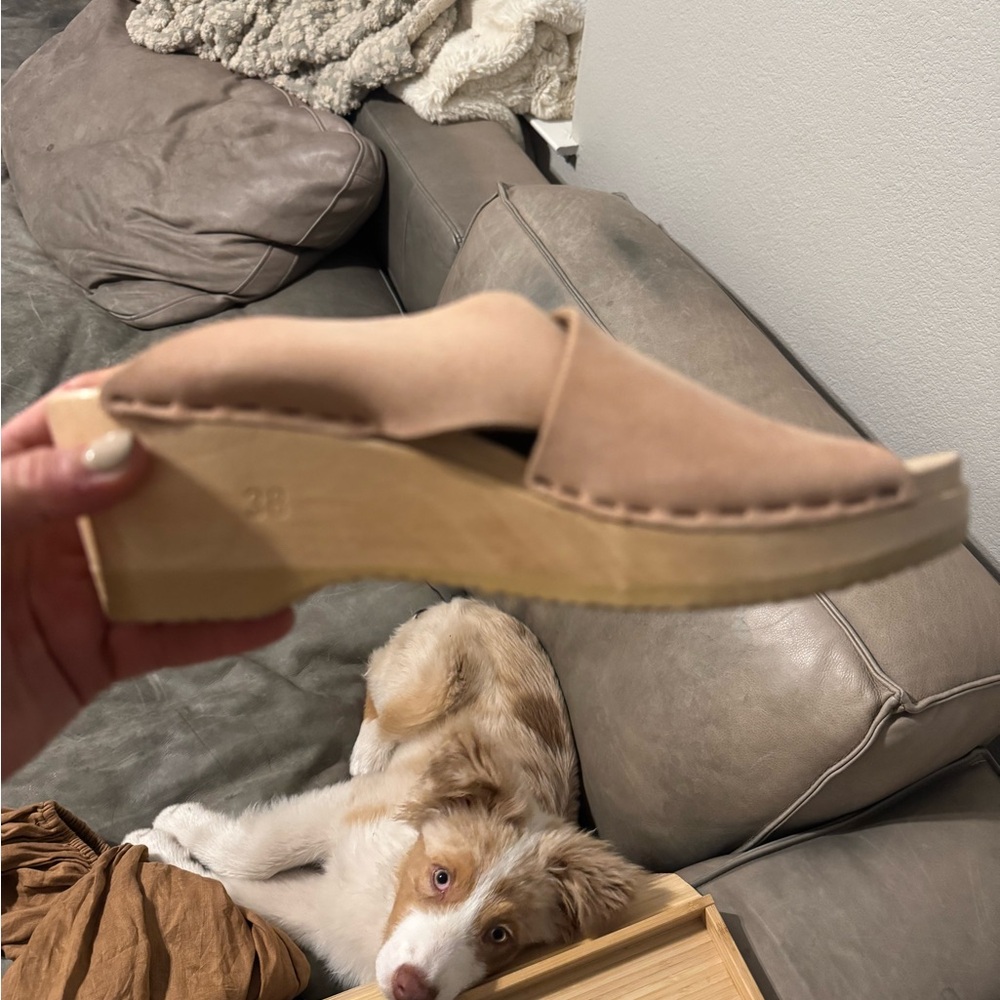 Women's Tan Wedge Mules